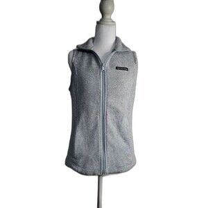 Columbia Grey Vest Women's Lightweight Fleece Full Zip & Zip Pockets, Size Small
